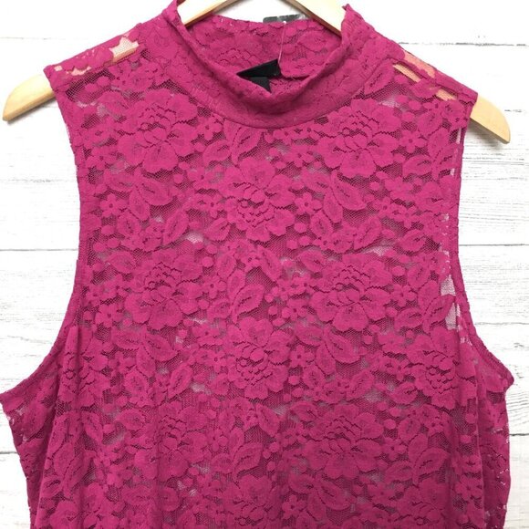 NEW Torrid Women's Pink Lace Top Mock Neck Sleeveless Sheer Blouse size 3X - Picture 2 of 9